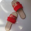 Boho-Style Indoor Summer Slipper – Floral Embroidery & Macrame in Red (3)
