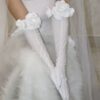 Bridal Gloves Decorated With Satin Flowers, Suitable for Weddings & Ceremonies (1)