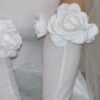 Bridal Gloves Decorated With Satin Flowers, Suitable for Weddings & Ceremonies
