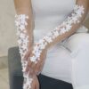 Bridal Gloves With Blossom Design For Wedding And Reception