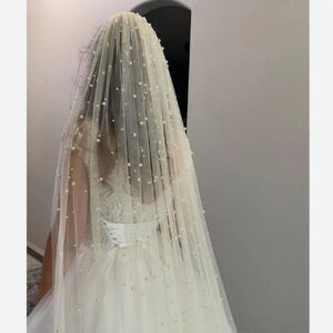 Bridal Veil with Pearls for a Glamorous Wedding Day Statement Piece 2/5 M