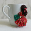 Ceramic Mug – Handmade Doll Design Girl in Red