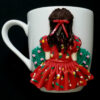 Ceramic Mug – Handmade Doll Design Girl in Red (2)