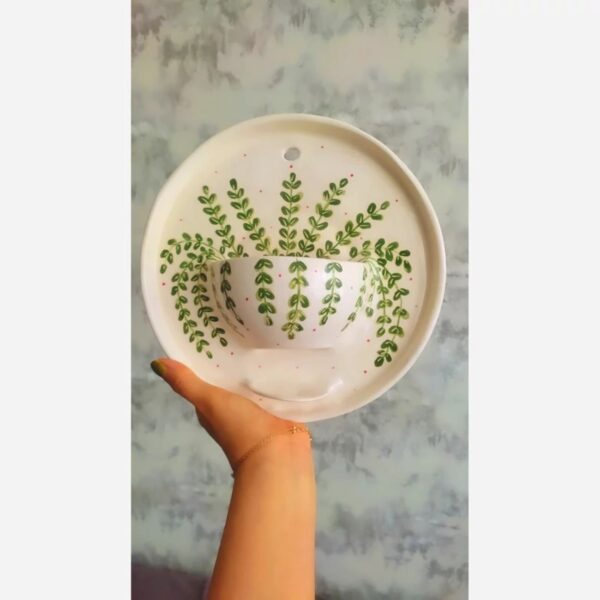 Ceramic Wall-Mounted Planter | Elegant Leaf Pattern Pot