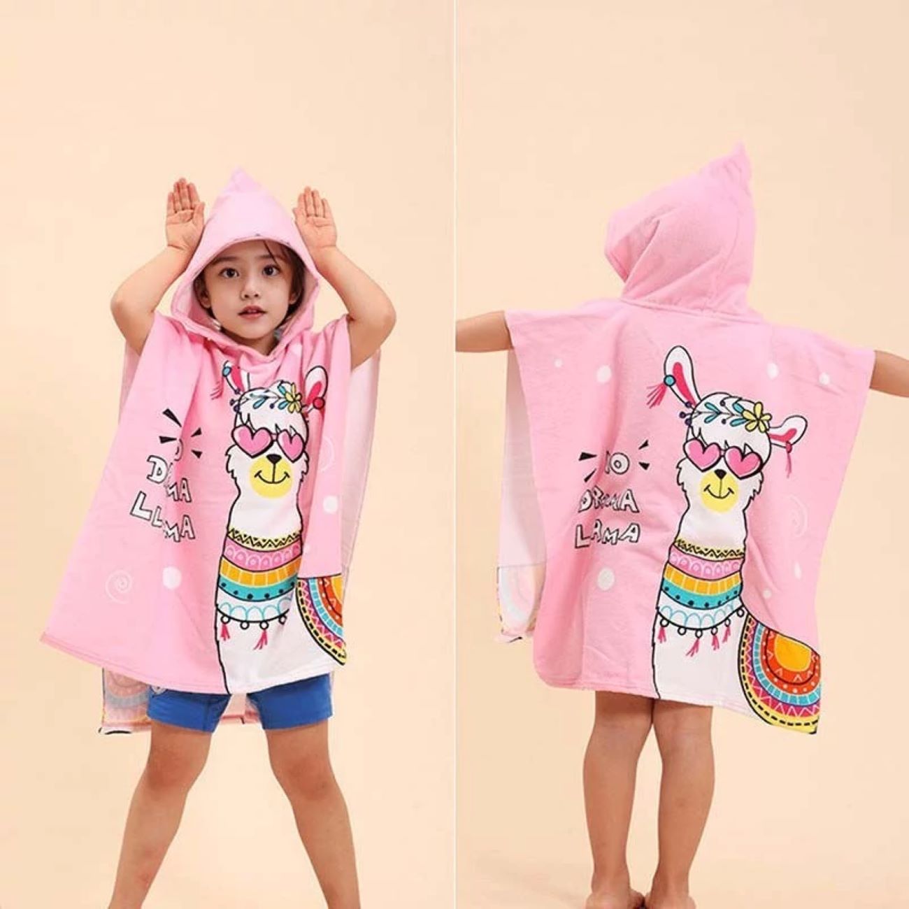 Children’s Pink Hooded Poncho Towel – Perfect for Bath Time & Swimming Days