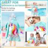 Soft Blue Kids’ Bath Towel Poncho with Unicorn Pattern