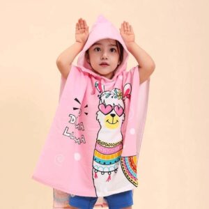 Children’s Pink Hooded Poncho Towel – Perfect for Bath Time & Swimming Days
