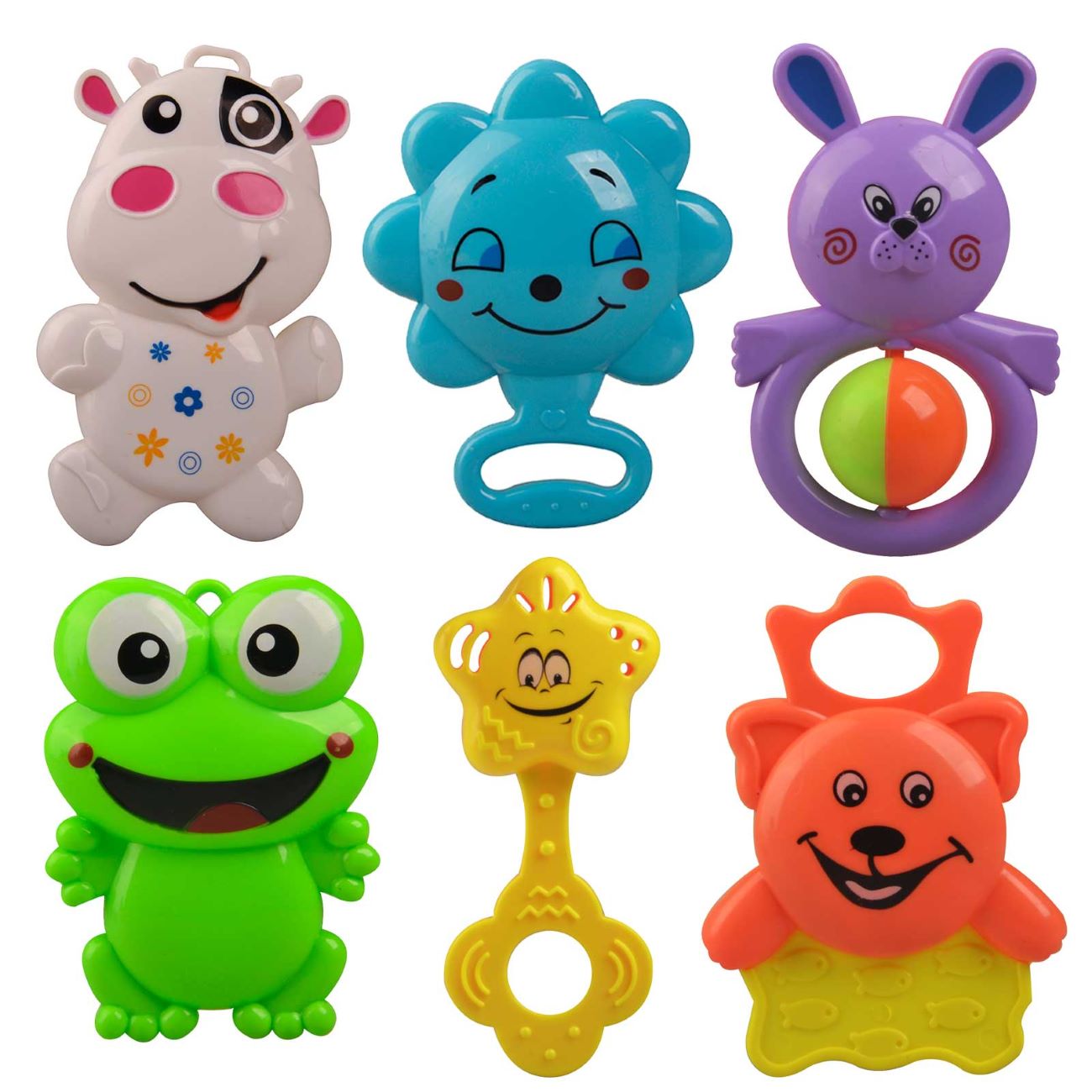 Colorful Baby Rattle Animal Design – Fun Sounds for Tiny Hands 6 Pcs