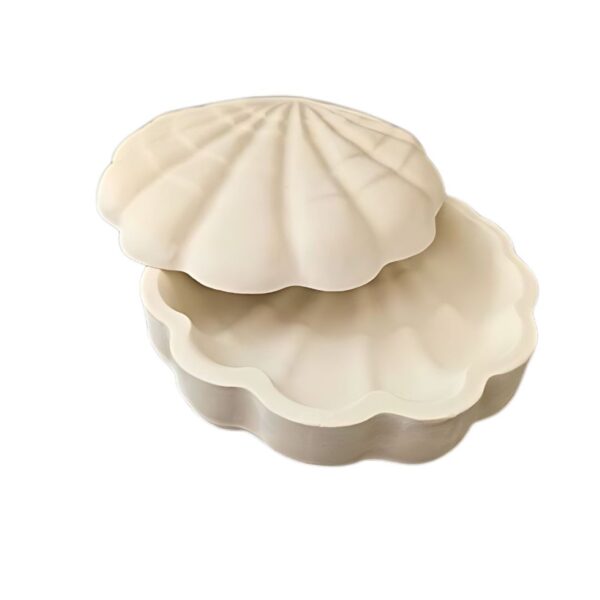 Concrete Seashell-Design Jewelry Box With Lid for Rings, Earrings, and Small Accessories