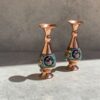 Copper and Mina Kari Vase with Gol-o-Morgh Design, Size 16 (2Pcs)