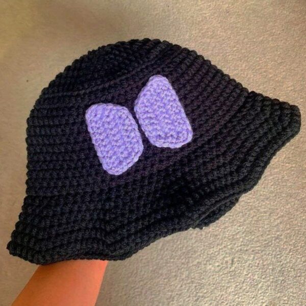 Cozy Crochet Bucket Hat with Cheerful Bow Pattern – Suitable for Fashion-Forward Looks