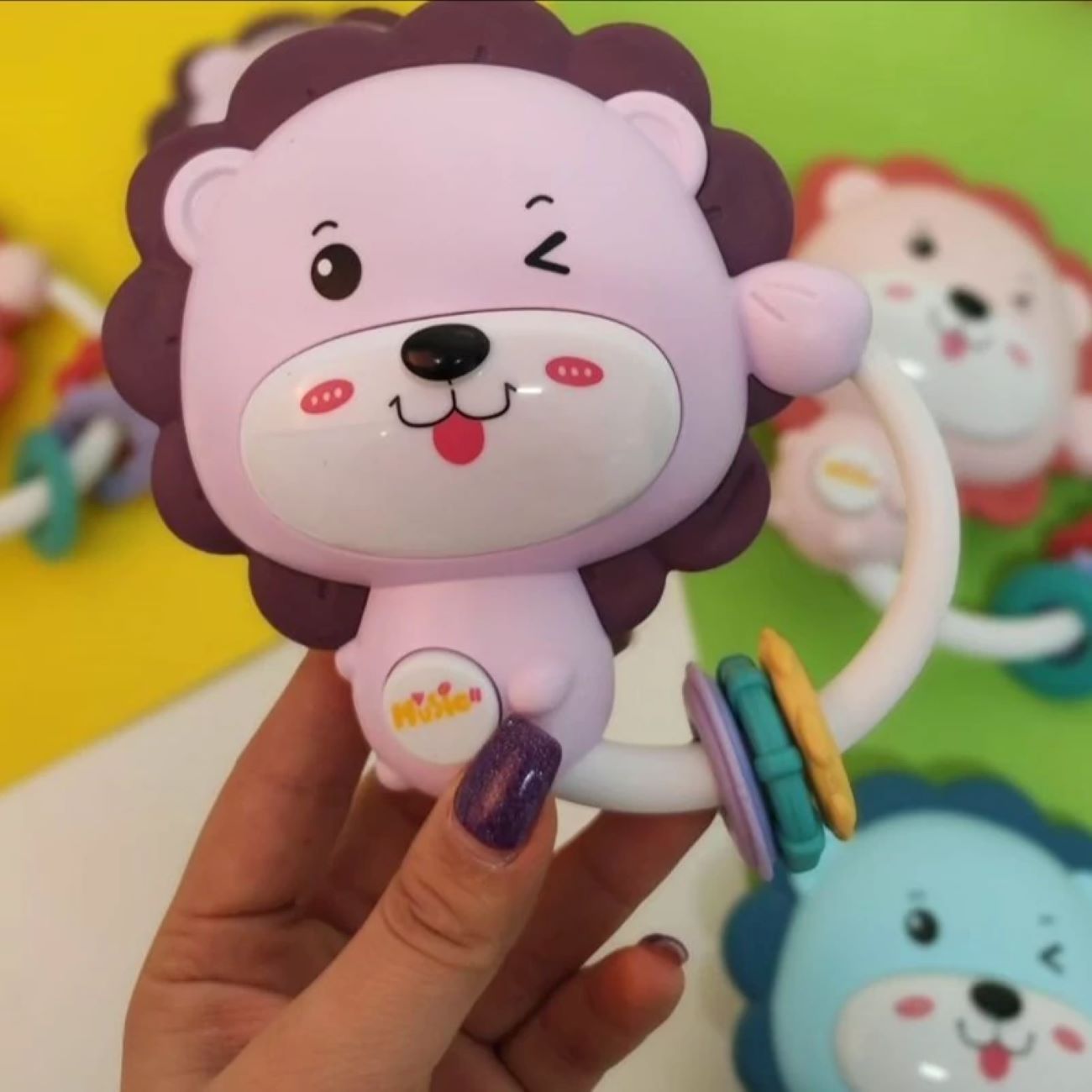 Cute Animal Musical Rattle for Babies with Teether