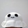 Cute Smiling Ghost Design Handmade Crochet Bucket Hat (3)