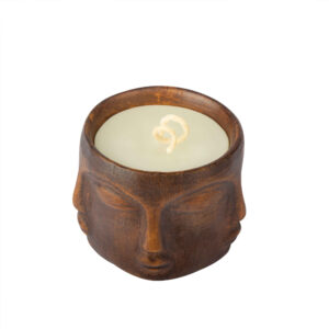 Decorative Wooden Jar Candle, Long-Lasting & Rustic Style with Face Design