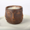 Decorative Wooden Jar Candle, Long-Lasting & Rustic Style with Face Design