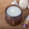 Decorative Wooden Jar Candle, Long-Lasting & Rustic Style with Face Design