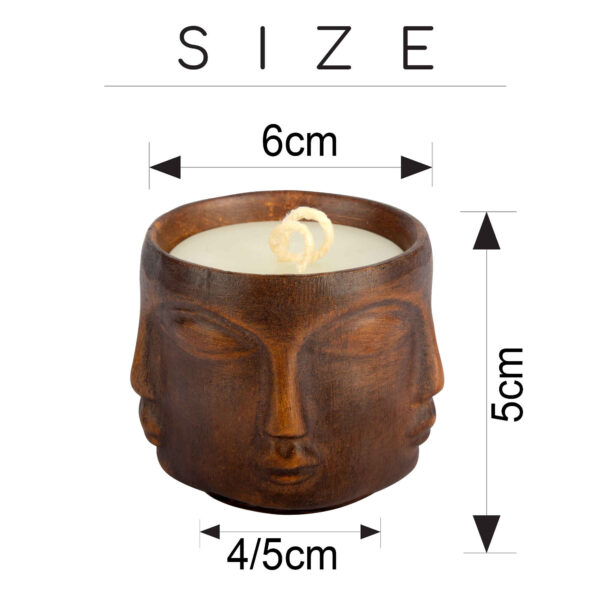 Decorative Wooden Jar Candle, Long-Lasting & Rustic Style with Face Design