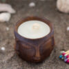 Decorative Wooden Jar Candle, Long-Lasting & Rustic Style with Face Design