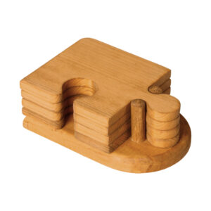 Eco-Friendly Jigsaw Puzzle Coaster Set with Stand – Suitable for Dining & Coffee Tables (5x)