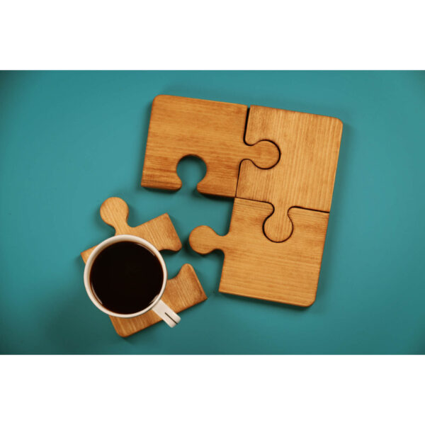 Eco-Friendly Jigsaw Puzzle Coaster Set with Stand – Suitable for Dining & Coffee Tables (5x)