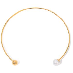 Elegant Choker Necklace for Women Featuring Bead and Pearl with Gold Plating