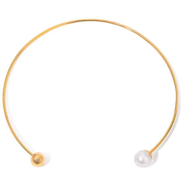Elegant Choker Necklace for Women Featuring Bead and Pearl with Gold Plating