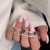 Elegant Double-Line Cuff Bracelet for Women – Van Cleef Design with Colorful Gems