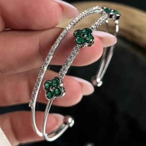 Elegant Double-Line Cuff Bracelet for Women – Van Cleef Design with Colorful Gems