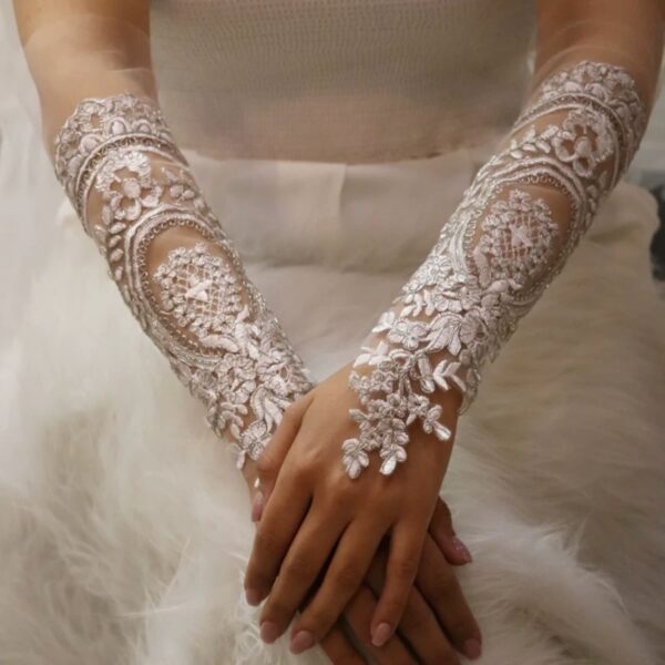 Elegant Embellished Fingerless Bridal Gloves For Weddings And Special Occasions