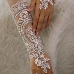 Elegant Embellished Fingerless Bridal Gloves For Weddings And Special Occasions