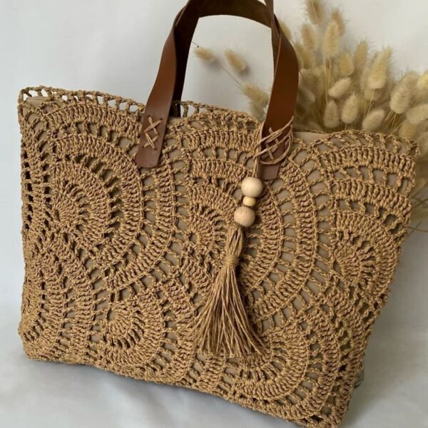 Elegant Handwoven Raffia Handbag – Crafted with Soft Paper Yarn