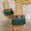 Embroidered Macrame Indoor Slipper for Women - Soft & Handmade with Leaf Design