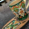 Enamel-painted pottery mug with wooden coaster - Suitable for Decorative or Gifting