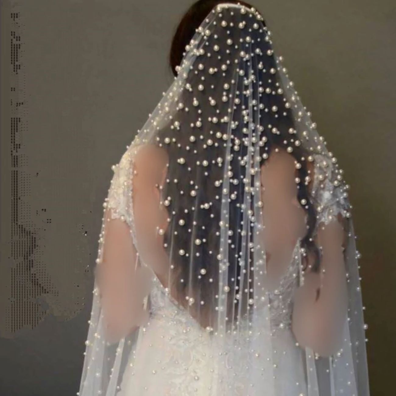 Extra Long Wedding 2-Meter Bridal Veil Fully Embellished with Pearls