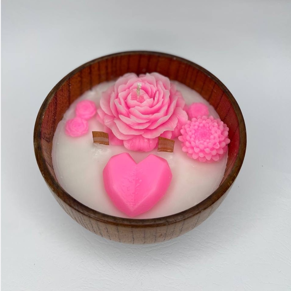 Giftable Candle in Rustic Wood Jar – Perfect for Decoration & Unique Gift