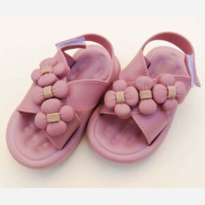 Girls’ Casual Sport Sandals – Dusty Pink with Flower Motif