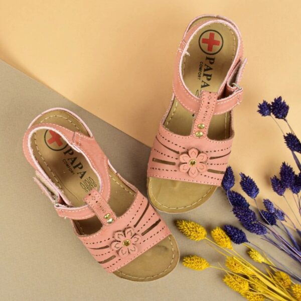 Girls’ Sandals with Velcro Strap, Floral Design, Comfortable, 4 Cm Heel