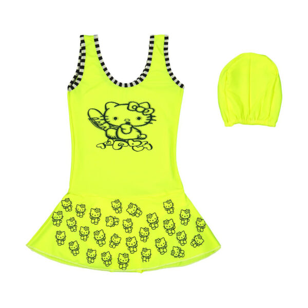 Girls’ Swimwear in Skirt Design | Hello Kitty Pattern with Swim Hat