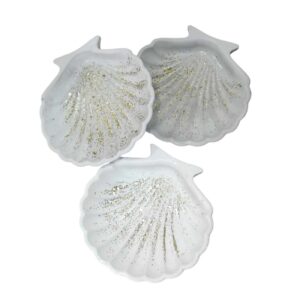 Handcrafted Seashell Jewelry Organizer for Keepsakes and Treasures – Glitter Design 3 Pcs