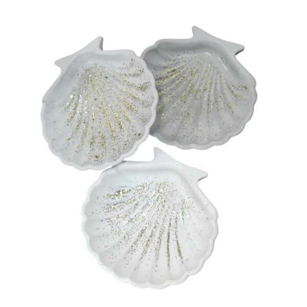 Handcrafted Seashell Jewelry Organizer for Keepsakes and Treasures – Glitter Design 3 Pcs