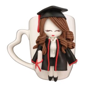 Handmade Ceramic Mug – Graduation Doll Design