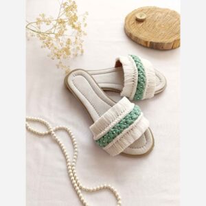 Handmade Macrame Sandal Slipper Featuring Chamomile Flower Design