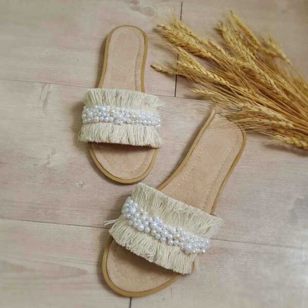 Handmade Macrame Slipper – Boho Style Suitable for Indoor Style with Pearl Design