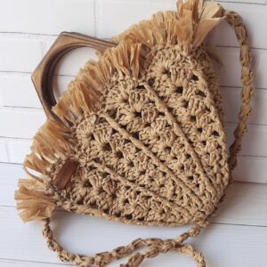 Handwoven Raffia Hand Fan Shaped Bag Perfect for Summer, Travel & Photoshoot