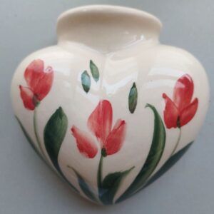 Heart Shaped Ceramic Wall-Mounted Planter, Floral Design