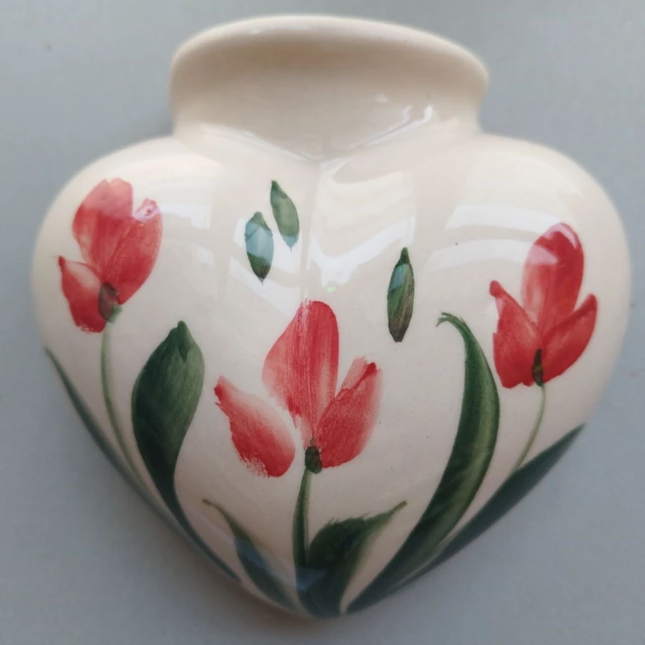 Heart Shaped Ceramic Wall-Mounted Planter, Floral Design