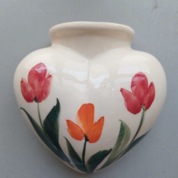 Heart Shaped Ceramic Wall-Mounted Planter, Floral Design