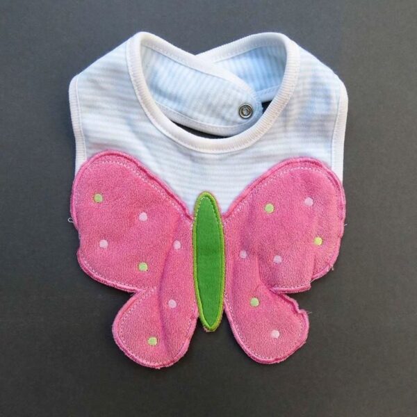 3-Layer Baby Bib with Butterfly Cartoon Design
