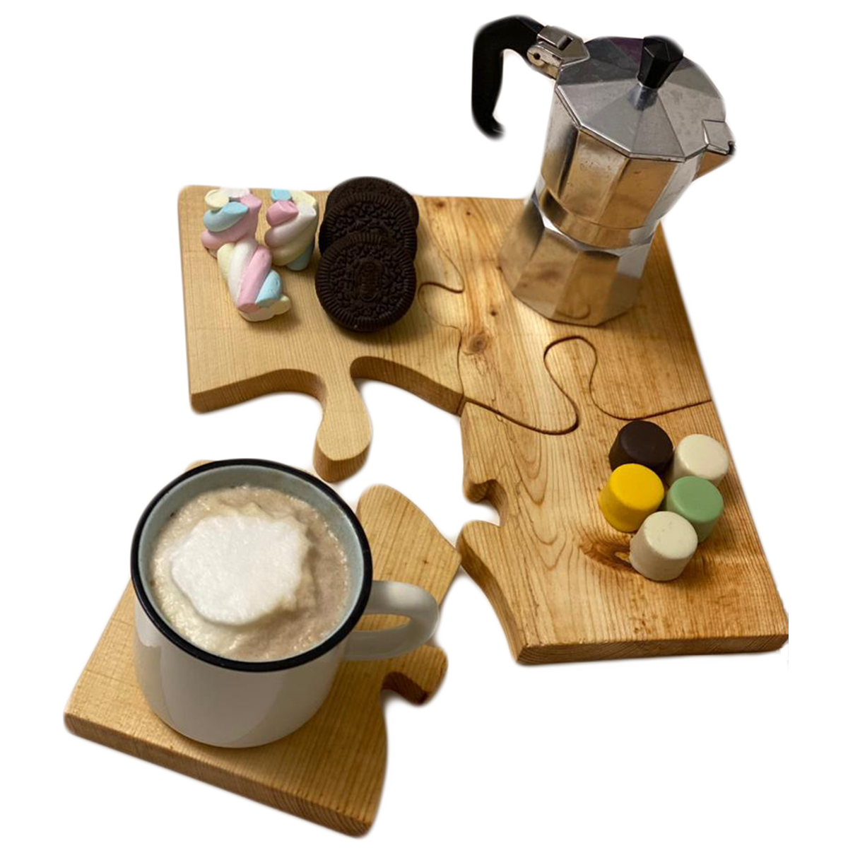 Interlocking Puzzle Coasters – Suitable for Protecting Wooden Surfaces (4x)