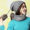 Knitted Hat And Scarf Set, Sam Model, With Fur Lining